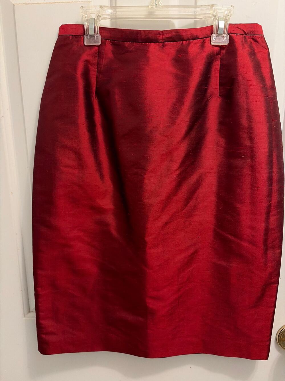 Due Per Due Bloomingdale's Vintage 100% Silk Red Pencil Skirt Size 8